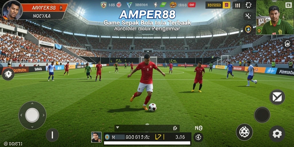 Tampilan gameplay seru dalam AMPER88 yang penuh aksi sepak bola.