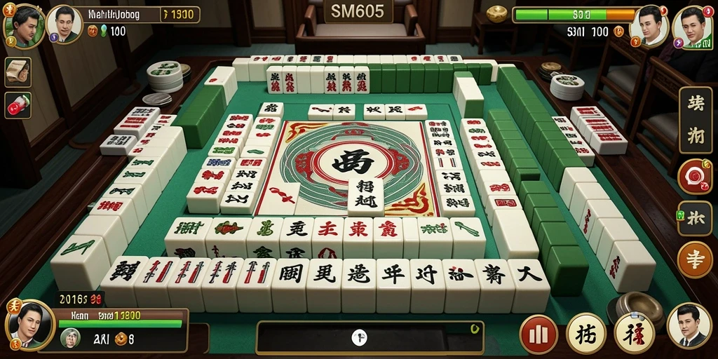 Screenshot utama SM605 menunjukkan gameplay Mahjong yang menantang dan menarik.